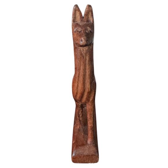 Hand Carved Wood Llama Figurine Handmade in Ecuador 3” Folk Art Alpaca Statue - Picture 3 of 7